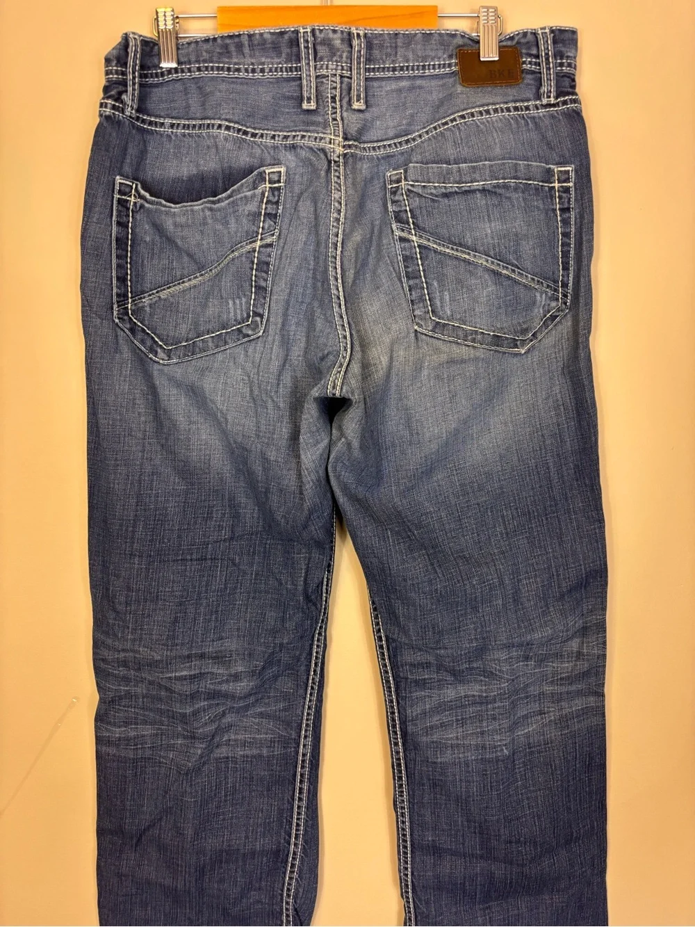 BKE Tyler Straight Leg Jeans Mens 36L Faded Blue Denim 36 x 36 Long Inseam